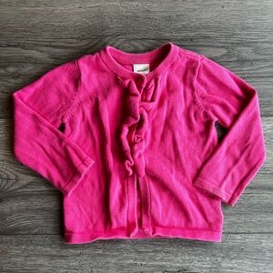 Old Navy Toddler Girl Long Sleeve Sweater Cardigan Ruffle Hot Pink 12-18 Month